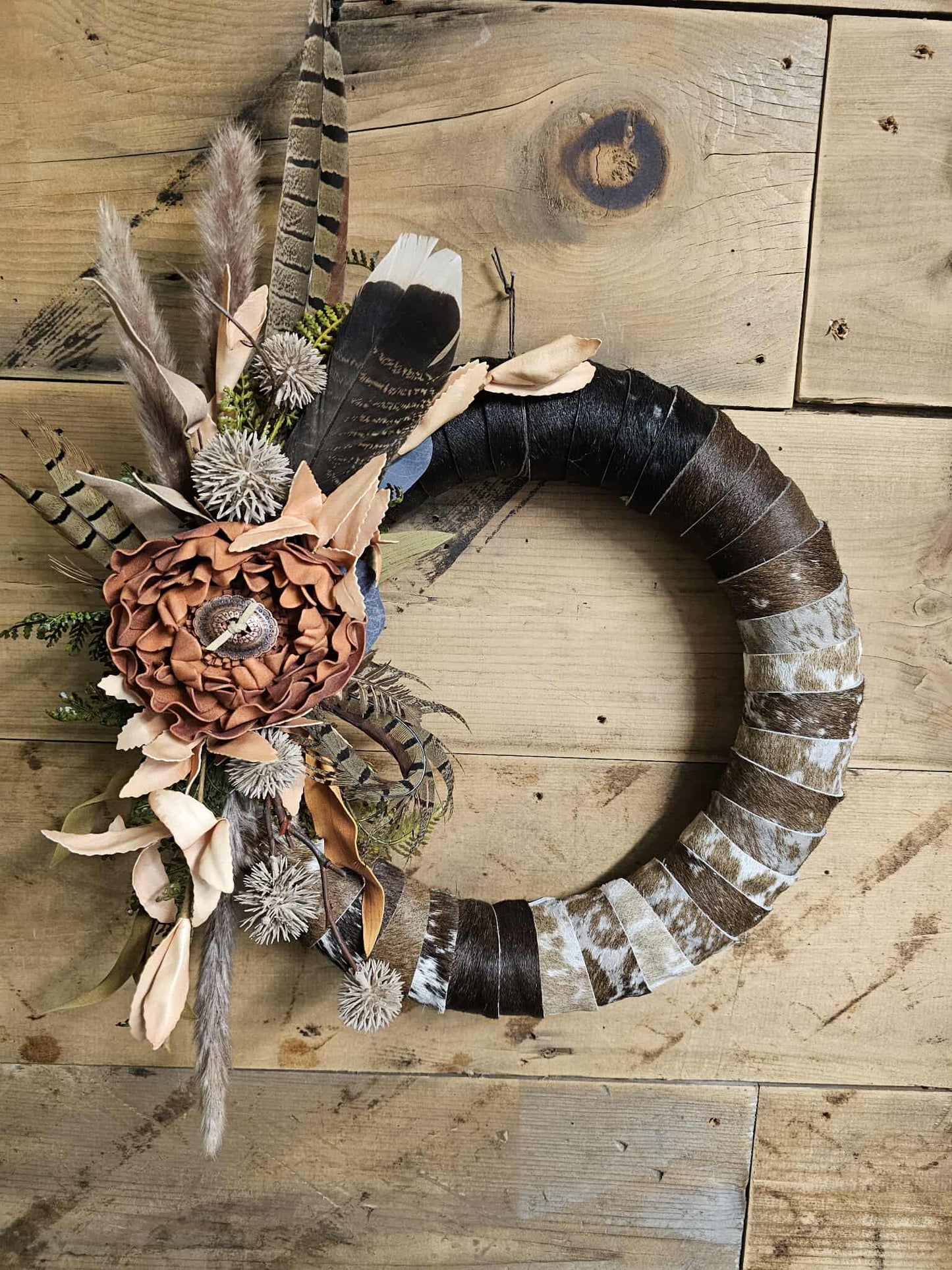 PRE-ORDER Patchwork Cowhide Wreath