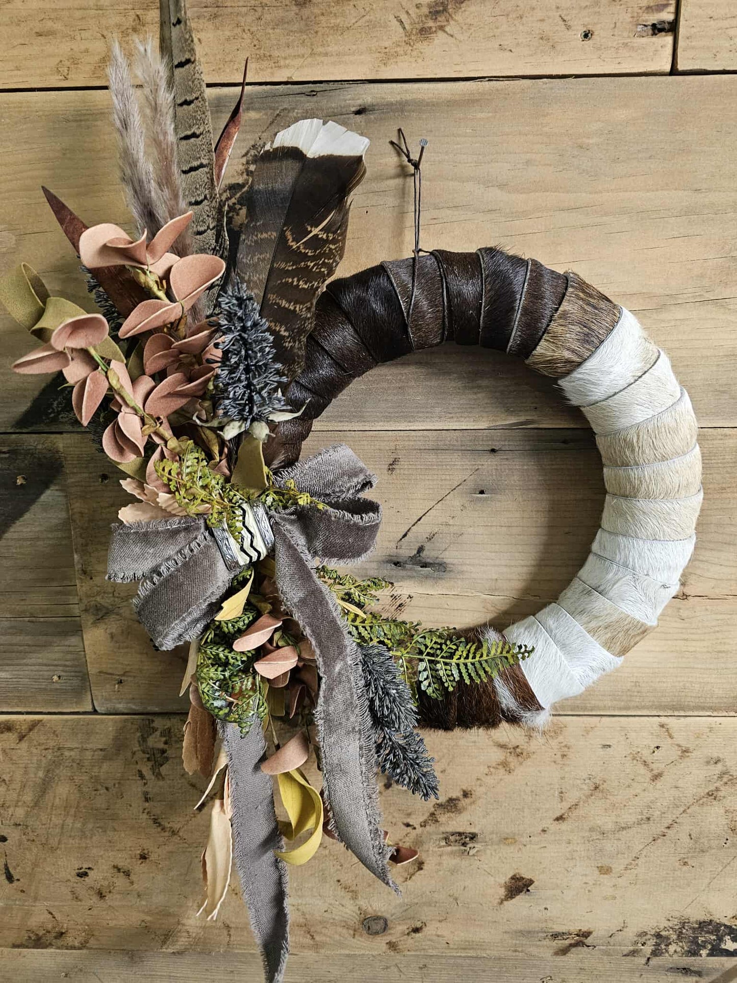 PRE-ORDER Patchwork Cowhide Wreath
