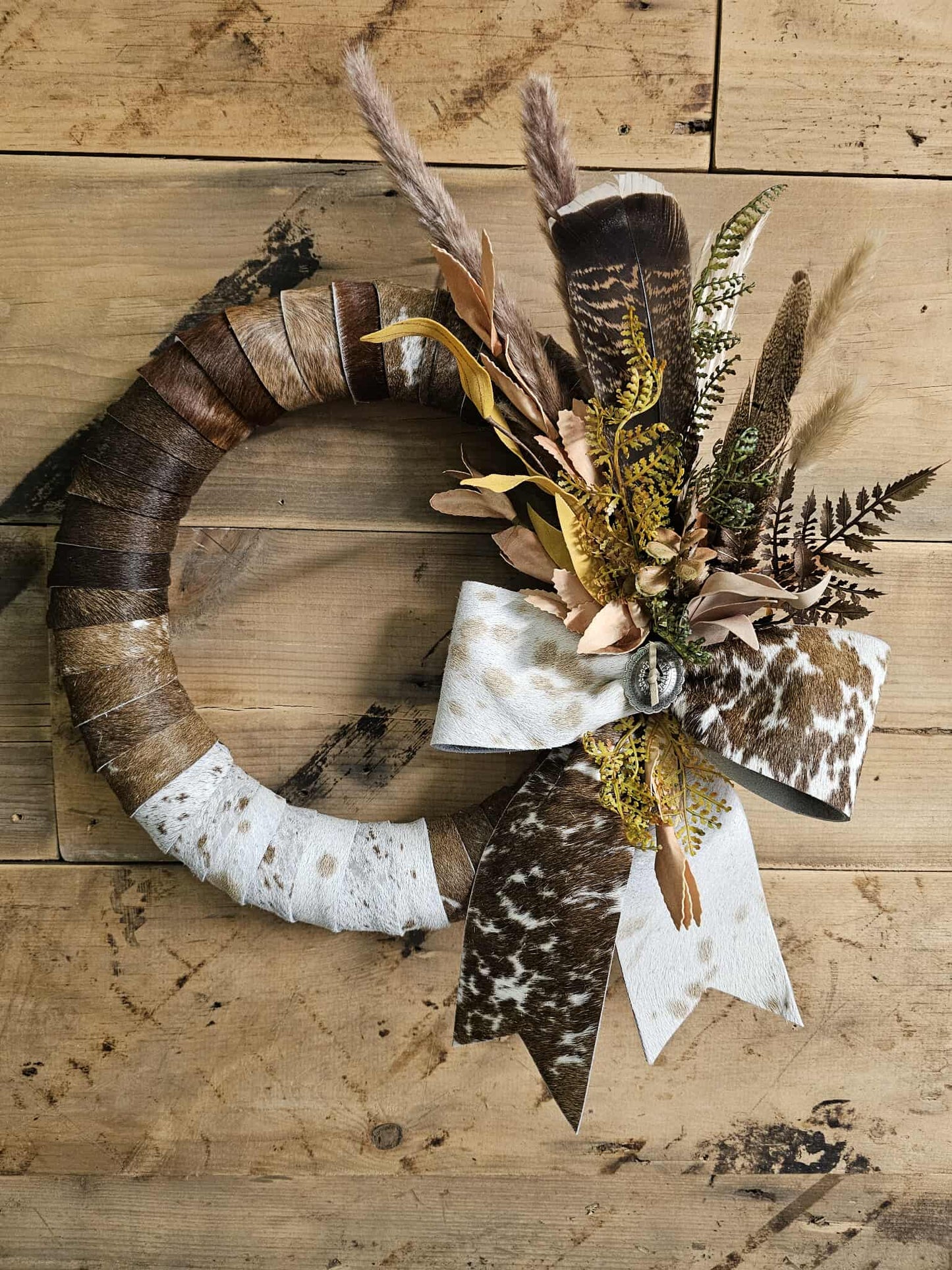 PRE-ORDER Patchwork Cowhide Wreath