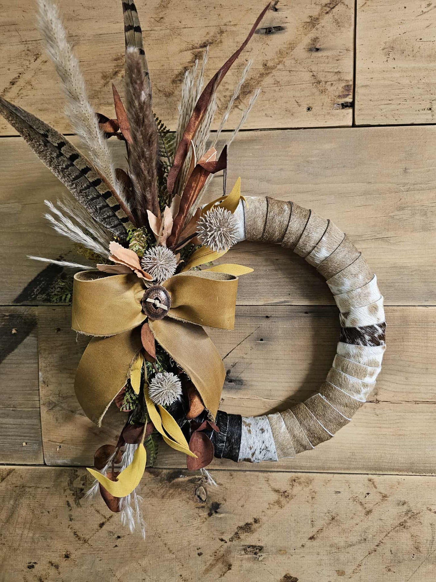 PRE-ORDER Patchwork Cowhide Wreath