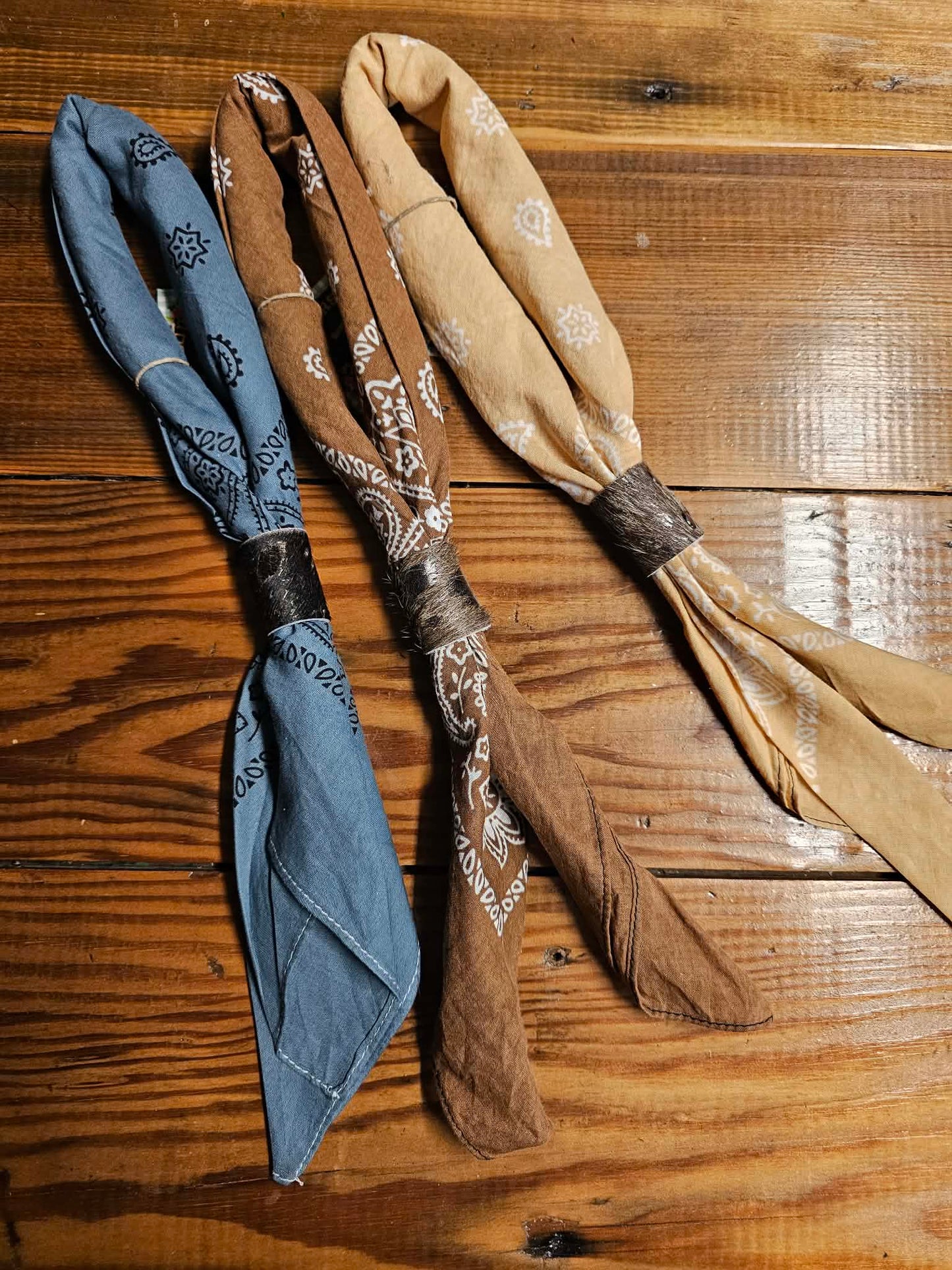 Hand-Dyed Bandanas with Leather Slides