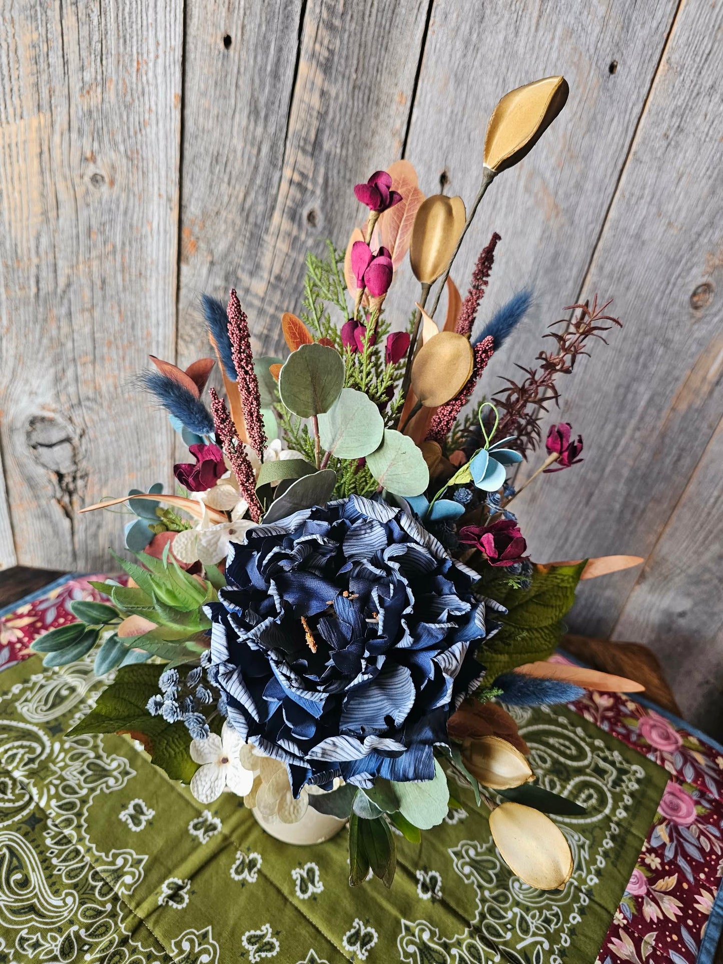 Belinda Blue Striped Crock Arrangement