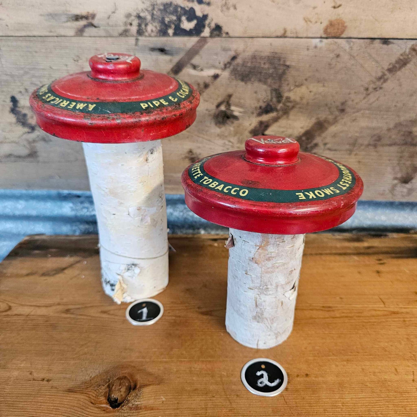 Tobacco Tin & Wood Mushrooms
