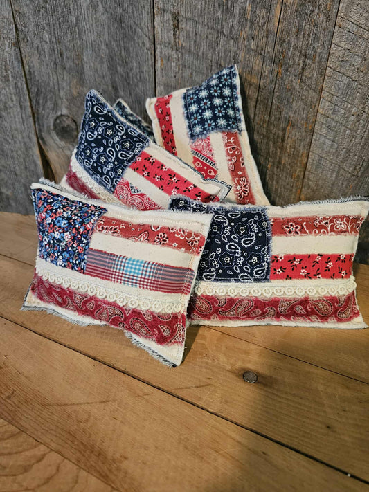 Shabby Chic Flag Mini Pillow