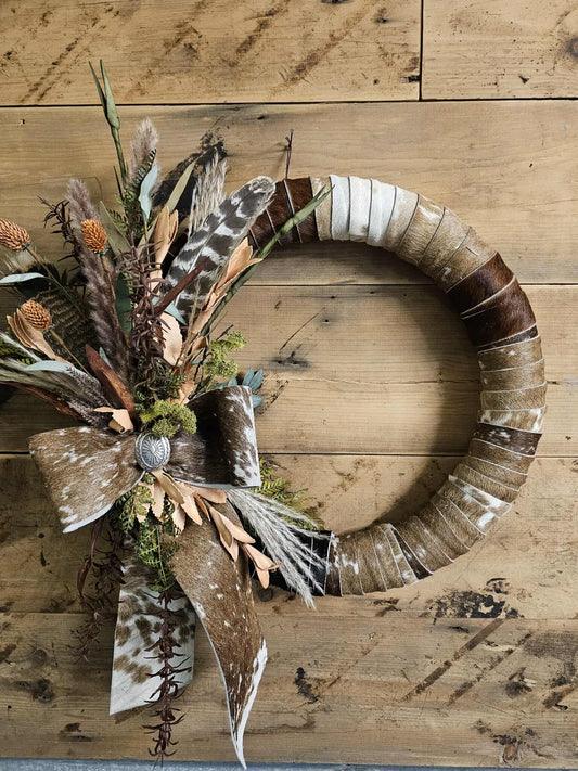 PRE-ORDER Patchwork Cowhide Wreath