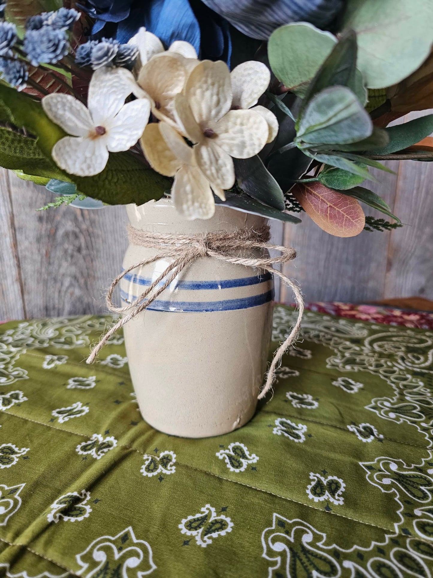 Belinda Blue Striped Crock Arrangement