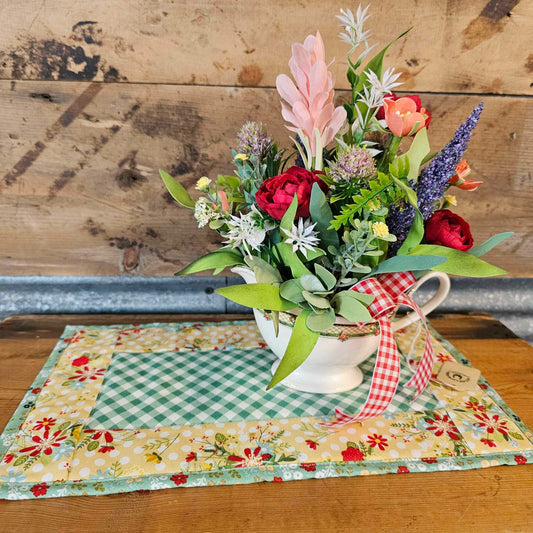 Red Gingham Vintage Gravy Boat Arrangement